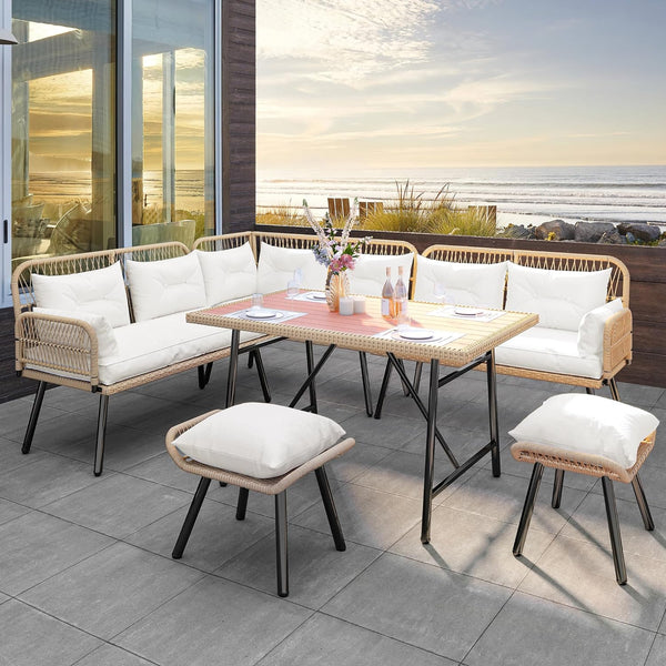 Wicker L-Shaped Furniture Set